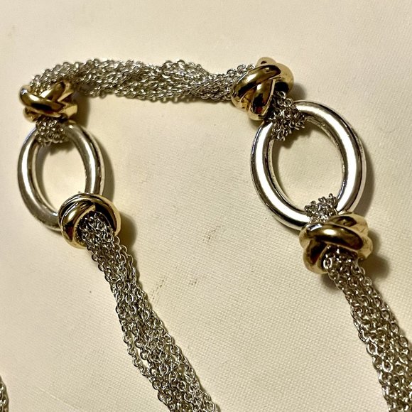 4 for $20 SALE- Chaps Ralph Lauren Gold Hoops & Silver Multi-Chain Necklace - Picture 4 of 6